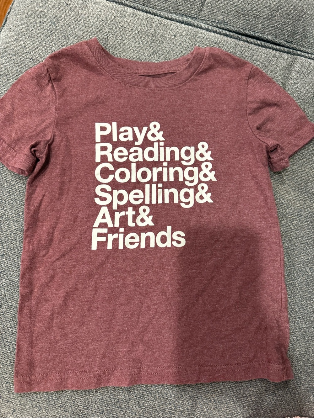 Cat & Jack Maroon Short-Sleeve Tee with White Text